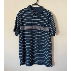 Sz L - Men’s Blue Striped Short Sleeve Golf Shirt Menswear by St. John’s Bay